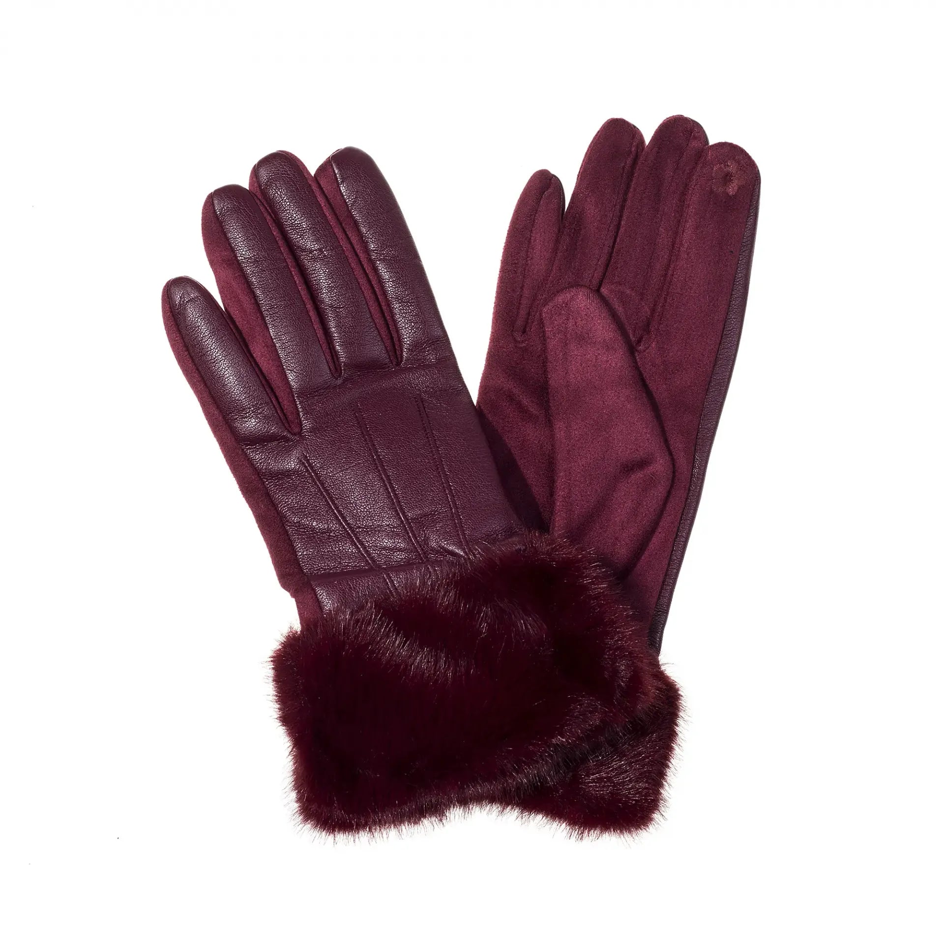 handschuhe damen bordeaux Damen Handschuhe in Hirschlederoptik mit Kunstfellbesatz – Alexander Jung Reitsport